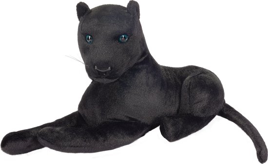 BRUBAKER Panter Knuffel 45 cm Liggend - Knuffel - Grote Kat Zwart van BRUBAKER