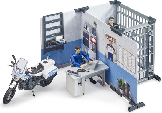 BRUDER Police Station with Police Motorcycle van Bruder