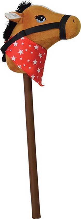 Bruin stokpaardje met geluid 68 cm voor kinderen - Stokpaarden met rode zakdoek - Paarden/pony liefhebbers - Actief buitenspeelgoed voor jongens/meisjes/kinderen van Primero Speelgoed