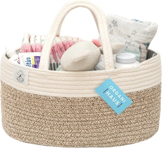 Bruine Caddy Organizer | Baby Caddy voor pasgeboren luiers | Luier Caddy voor Baby Toiletartikelen & Luiers | Babycommode & Luier Organizer | Veranderende Caddy & Opbergorganizer van KiddyBoo