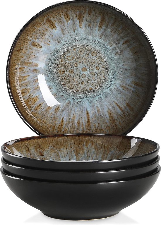 Bubble combiservies aardewerk, 4-delige set soepborden van aardewerk, bordenset 850 ml, voor 4 personen van Esmée