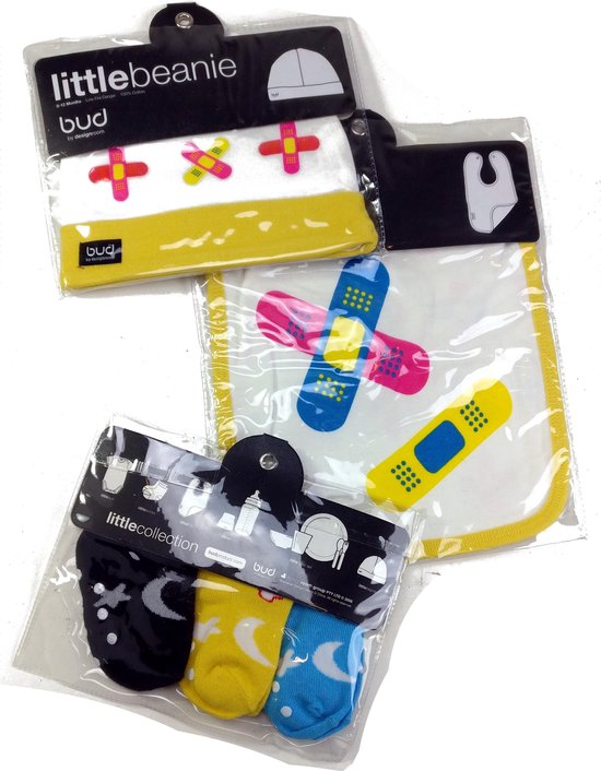 BUD 3-delig Baby Set Slab Muts en Anti-slip sokjes Kadoset Lief van BUD