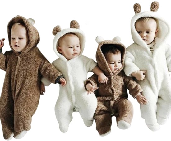 Budino Baby Pyjama Romper Onesie Beer Dier - Bruin - 12 mnd van Budino