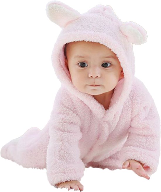 Budino® Baby Onesie - Baby Romper - Baby Pyjama - Baby Pakje - Baby Verkleedkleding - Carnavalskleding - Dier - Beer - Roze - maat 80