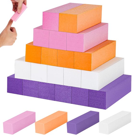 Buffer voor nagels, 9,5 x 2,5 x 2,5 cm, 120 korrel nagelbuffer, 4 kleuren buffer voor gelnagels, professionele nagelbuffer manicure-gereedschap voor gelnagels, acrylnagels of natuurlijke gel