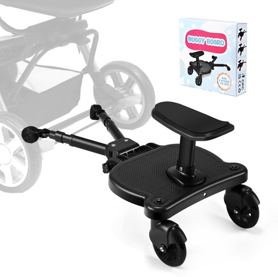 Buggy-Board voor alle Kinderwagens - Kiddy Board met Zitting - Treeplank - Passagiersplank - Universeel Meerijdplankje van Little World