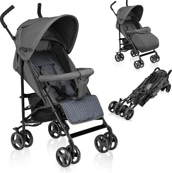 Buggy - Kinderwagen - Wandelwagen - Plooibuggy - Donker Grijs van LIONELO