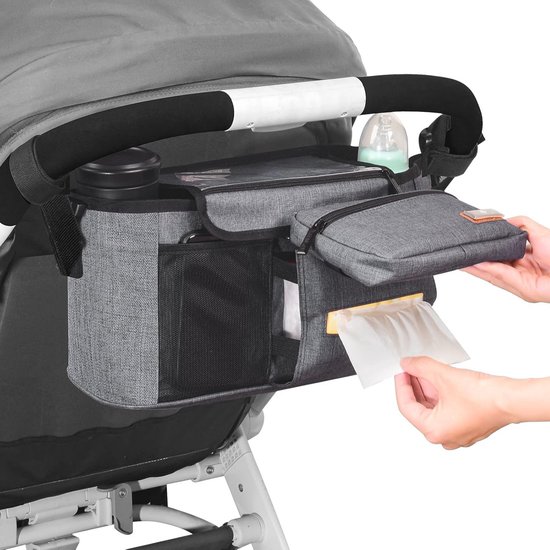 Buggy Organizer Kinderwagen Tas met Bekerhouders - Universele Pasvorm voor Alle Kinderwagens van Merkloos