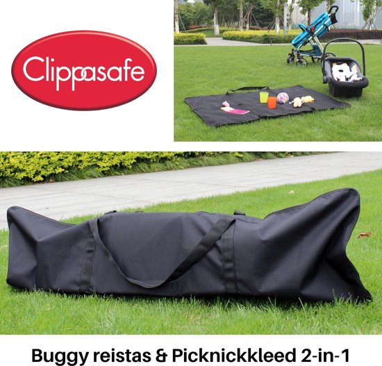 Buggy Reistas & Picknickkleed 2-in-1 Buggytas - Opbergtas - Travelbag Buggy Transporttas - Universele buggy tas - Beschermhoes voor buggy's - Clippasafe van Clippasafe