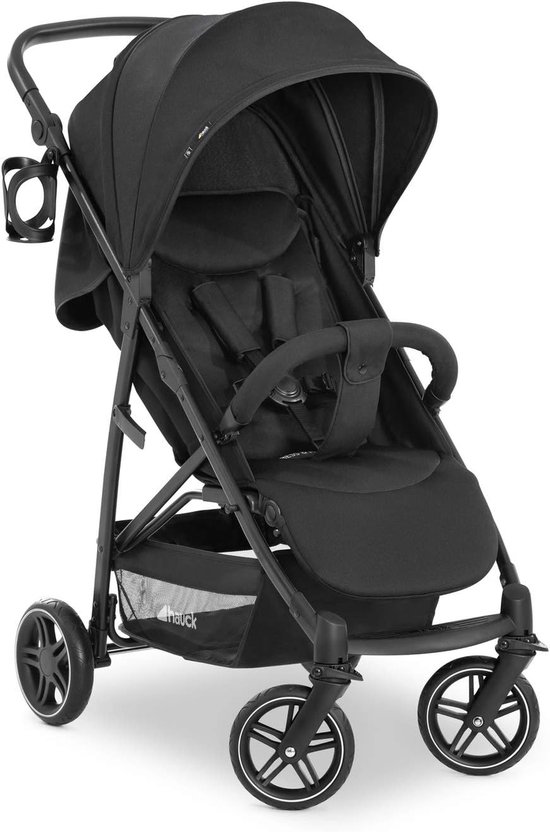 Buggyset met ligstand voor newborns tot 25 kg - Inklapbare en verstelbare duwstang, UV-bescherming, compact vervoer - zwart van Merkloos