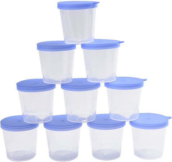 BukkitBow - Set van 10 Urinepotjes Steriel 40ml - Transparante Plas Containers - Anti Lek Herbruikbare Medische Bakjes van BukkitBow