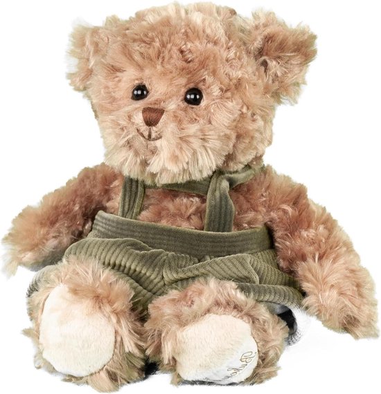 Bukowski Teddybeer Jérome 25 cm bruin/groen met tuinbroek pluche teddybeer