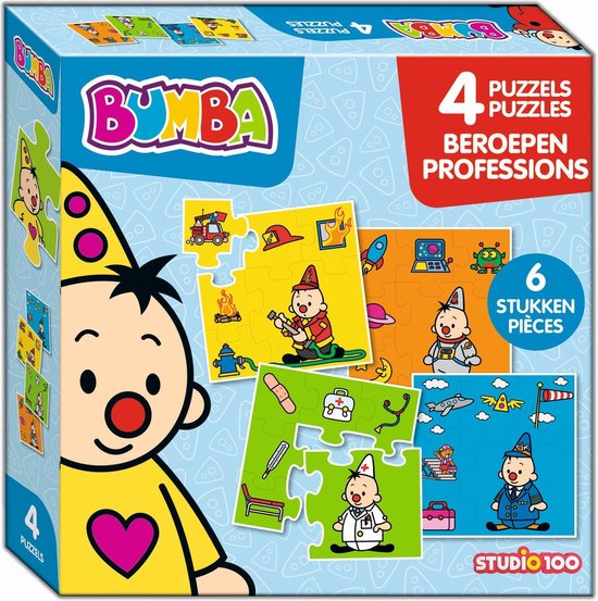 Bumba 4 in 1 puzzel - beroepen - 4 x 6 stukken van Bumba