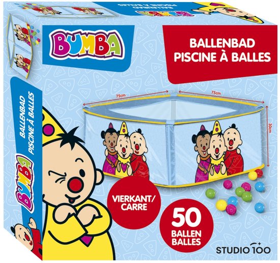 Bumba - Ballenbak - Ballenbad inclusief 50 kleurrijke ballen - Vierkant - Voor binnen en buiten - 75 x 75 x 30 cm van Bumba