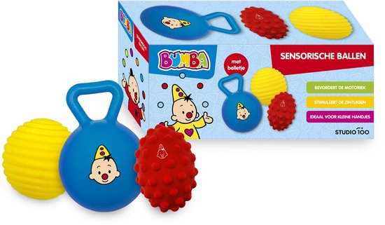 Bumba - Bijtspeelgoed - Sensorische ballenset - 3 type ballen - Voelen, horen en zien van Studio 100