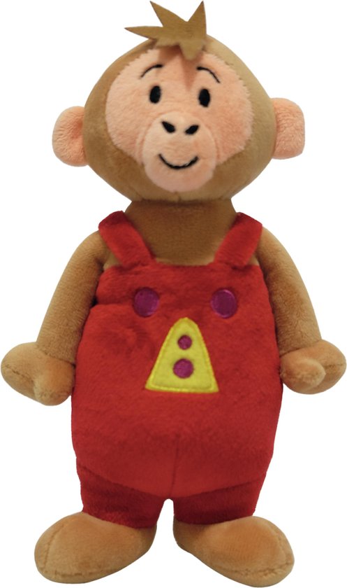 Bumba Poppa knuffel - pluche 20 cm - een aap in een rood broekpak van Bumba