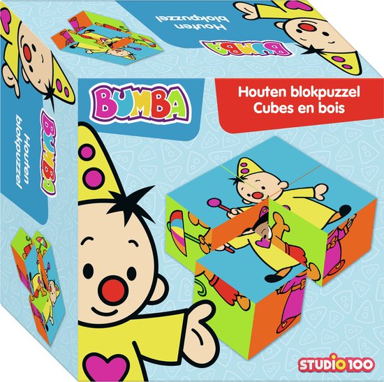 Bumba puzzel - Houten kleurrijke blokpuzzel met 4 blokken van Bumba