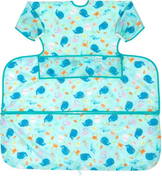 Bumkins - Mouwslab voor kinderstoel - Blauw Oceaanleven (6-24m) van Bumkins