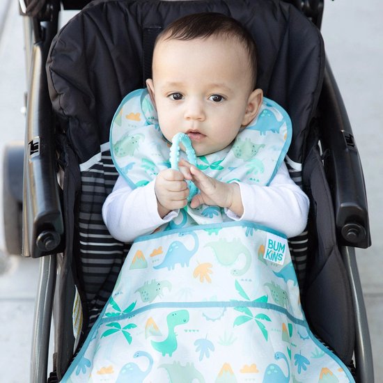 Bumkins - Supergrote SuperBib® slab - Grijs Dinosaurus (6-24m) van Bumkins