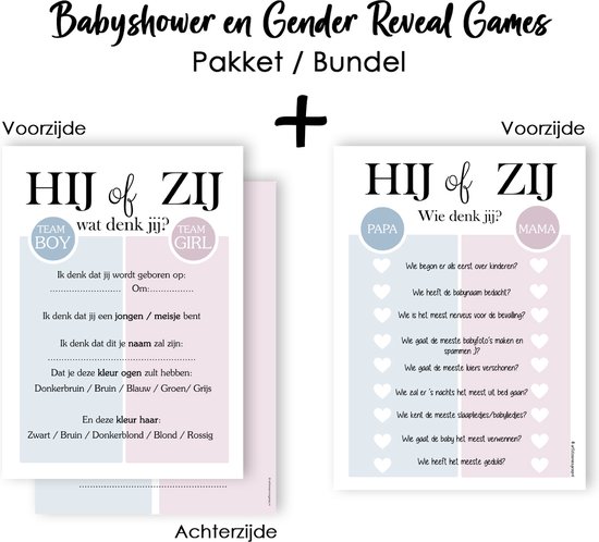 BUNDEL BSG319 en BSG320 | Babyshower Spelletjes en Babyshower invulkaarten 40 stuks - Gender Reveal - Oh Baby - Babyshower versiering - Babykaarten - Babyvoorspellingen - Babyshower - Babyshowerspelletjes - Gender Reveal - Invulkaarten van Party2u
