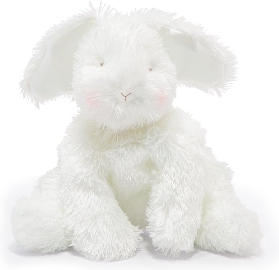 Bunnies By The Bay Blossom Floppy Bun Knuffel - Knuffeldier - Geborduurde details - Konijn - Polyester - 20 cm - Wit van Bunnies By The Bay