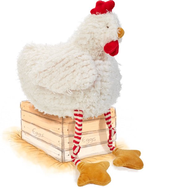 Bunnies By The Bay Clucky de Kip Knuffel - Knuffeldier - Geborduurde details - Kip - 30 cm - Polyester - Wit/Oranje/Rood van Bunnies By The Bay