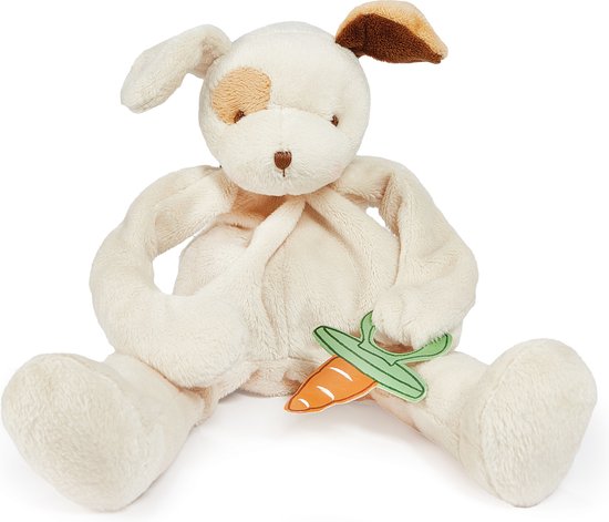 Bunnies By The Bay Knuffeldoekje met speenhouder - Speendoekje - Extreem zacht - Klittenband sluiting voor speen - Machine-wasbaar - 25 cm - Hond - Beige van Bunnies By The Bay