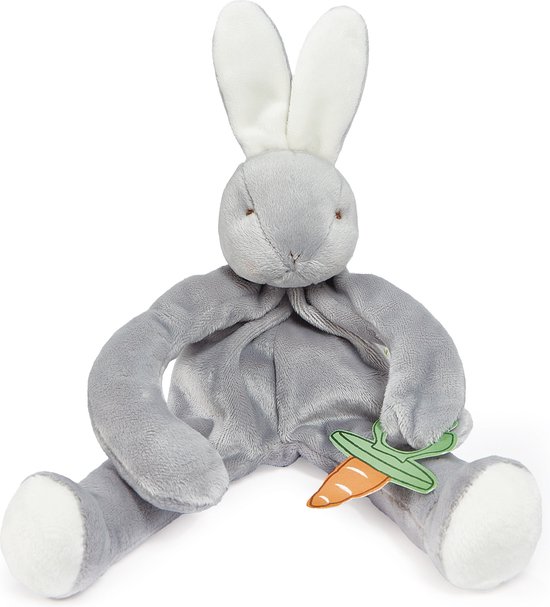 Bunnies By The Bay Knuffeldoekje met speenhouder - Speendoekje - Extreem zacht - Klittenband sluiting voor speen - Machine-wasbaar - 25 cm - Konijn - Grijs van Bunnies By The Bay