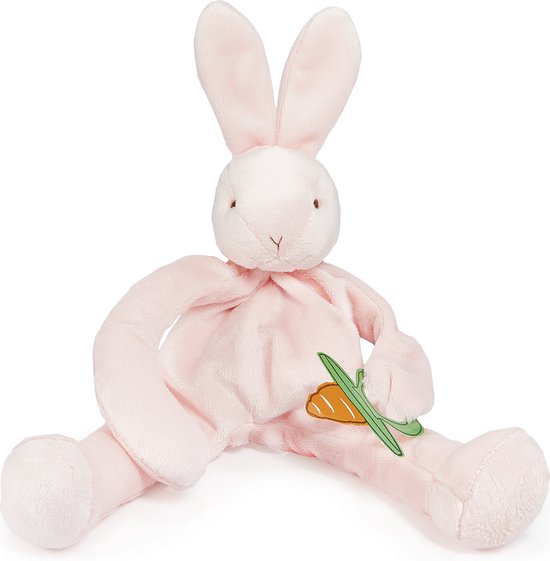 Bunnies By The Bay Knuffeldoekje met speenhouder - Speendoekje - Extreem zacht - Klittenband sluiting voor speen - Machine-wasbaar - 25 cm - Konijn - Roze van Bunnies By The Bay