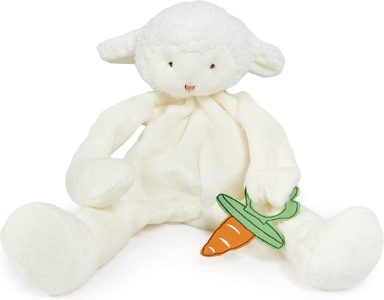 Bunnies By The Bay Knuffeldoekje met speenhouder - Speendoekje - Extreem zacht - Klittenband sluiting voor speen - Machine-wasbaar - 25 cm - Lammetje - Wit van Bunnies By The Bay