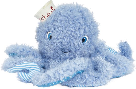 Bunnies By The Bay Ocho de Octopus Knuffel - Knuffeldier - Geborduurde details - Polyester - 23 cm - Blauw van Bunnies By The Bay