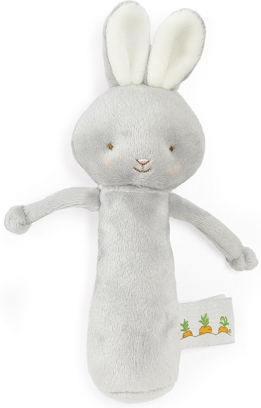 Bunnies By The Bay Rammelaar Konijn - Knuffel - Geborduurde details - 15 cm - Grijs van Bunnies By The Bay