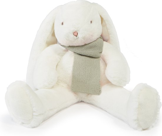 Bunnies By The Bay Snowdrop Nibble Fur Knuffel - Knuffeldier - Geborduurde details - Konijn - 30 cm - Wit/Grijs van Bunnies By The Bay