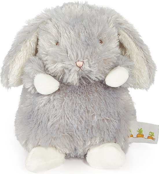 Bunnies By The Bay Wee Bloom Knuffel - Knuffeldier - Geborduurde details - Konijn - 18 cm - Grijs van Bunnies By The Bay