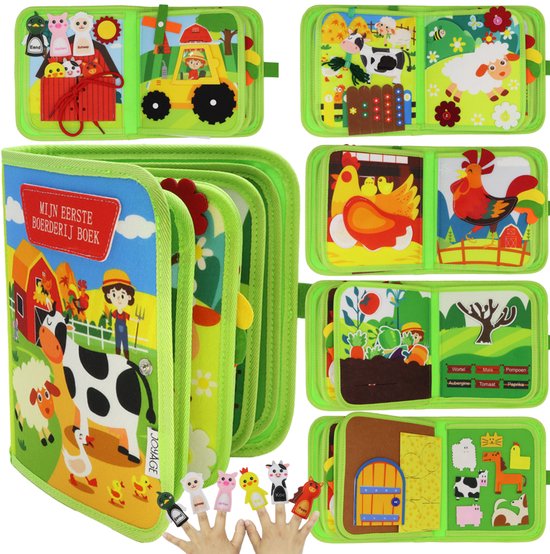 Busy Board Book Montessori Speelgoed - Boerderij speelgoed 3 jaar kinderspeelgoed Motoriek voor in de auto onderweg – Sinterklaas cadeautjes Peuter Kleuter Doeboek activiteitenboek sensory speelboek meisjes 1 jaar 2 jaar jongens educatief sensorisch van Merkloos