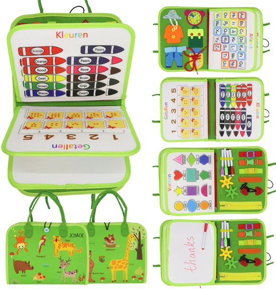 Busy Board Book Montessori Speelgoed - Montessori activiteitenboek voor in de auto onderweg Sinterklaas cadeautjes jongens baby educatief speelgoed meisjes sensory speelboek activity peuter kleuter sensorisch speelgoed 1 jaar 2 jaar 3 jaar 4 jaar van Merkloos