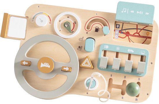 Busy Board Kinderstuurwiel Montessori Speelgoed - Houten Speelgoed voor Baby's - Motoriek Speelgoed - Activiteitenbord Cadeau voor Jongens en Meisjes