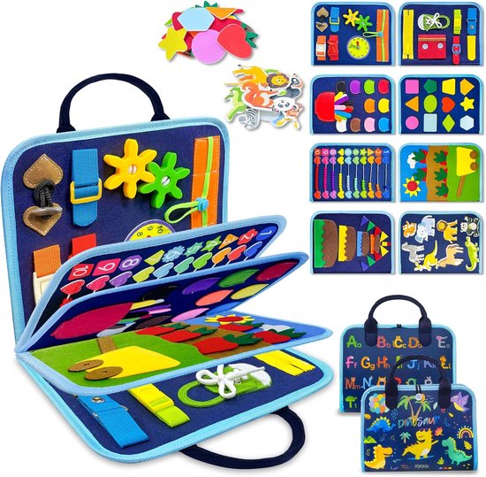 Busy Board - Montessori Speelgoed - Activiteitenboek - Sensorisch Speelgoed - Reisspeelgoed voor in de auto en onderweg - Educatief Peuter Speelgoed voor 3,4,5,6 jaar - Cadeau voor Jongens en Meisjes