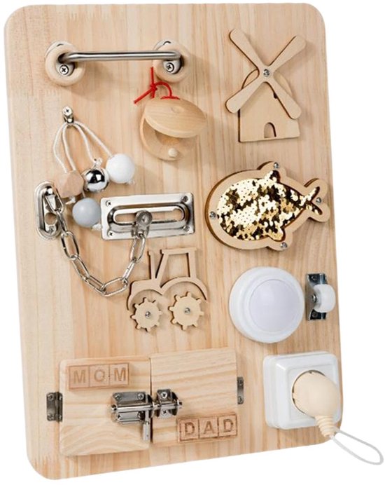 Busy Board Montessori speelgoed - vanaf 3 jaar - Speelgoed voor motorische ontwikkeling, sensorisch speelgoed, educatief speelgoed, cadeau voor kinderen en baby's, activiteitenbord van Joyful Kids