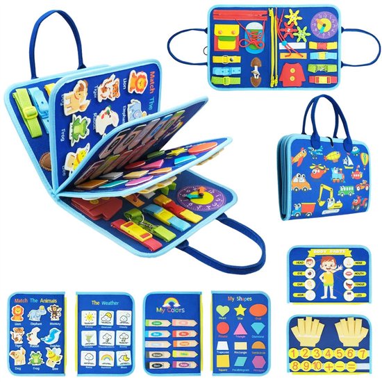 Busy Board Montessori-speelgoed voor peuters, Busy Book educatief sensorisch speelgoed, reisspeelgoed voor peuters, ontwikkelt fijne motoriek, verjaardagscadeau voor meisjes en jongens, Stijl B van Merkloos