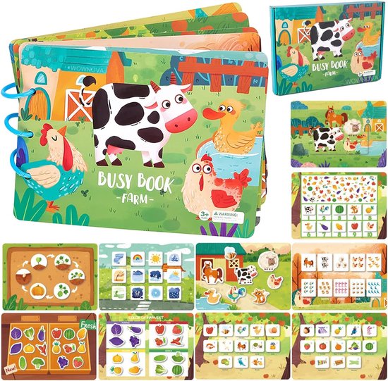 Busy Book voor peuters-Montessori speelgoed Quiet Book - Stickerboek voor kinderen van 2, 3 jaar - Sinterklaas cadeautjes kind- kinderstickers, doeboek, sensorisch speelgoed, educatief speelgoed, rustig boek voor jongens en meisjes- Speelgoedboek van Merkloos