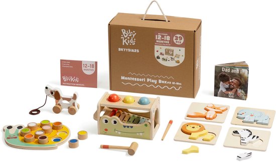 Busy Kids Europe Montessori speelgoedbox - 12 tot 18 maanden - 39-delig