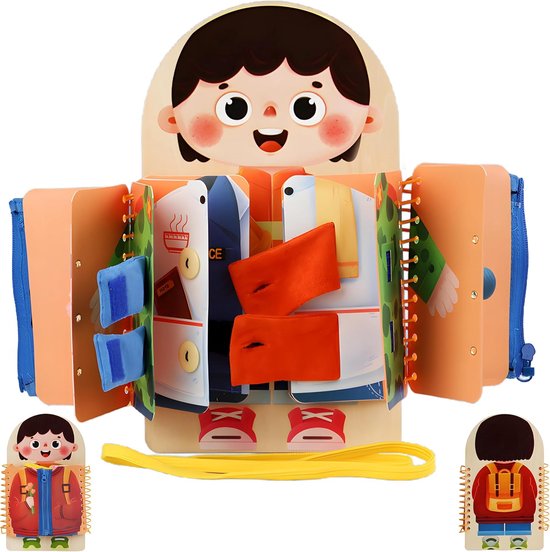 Busyboard voor peuters, 5 houten Montessori-babyspeelgoed met gespen - Meisjesversie