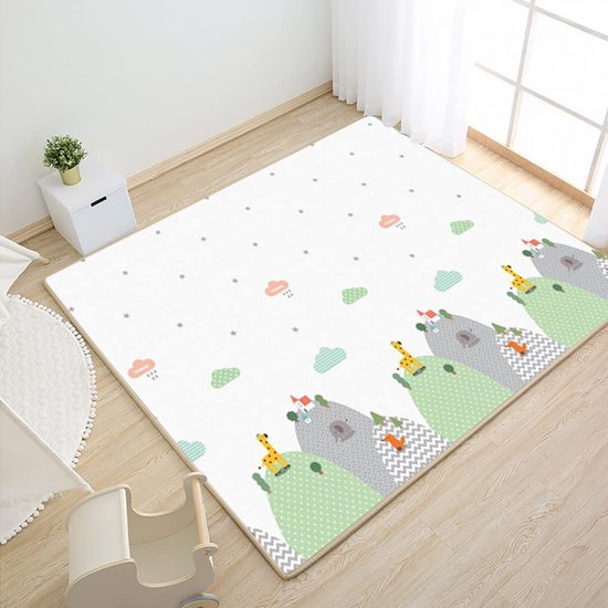 Buxibo - Dubbelzijdige Speelmat Foam 180x200 cm - Dik XPE Foam - Kruipmat - Speelkleed Auto - Vloermat - Baby/Peuter & Kind - Anti-Slip - Waterproof - Extra Groot - Geluidsisolerend van Buxibo
