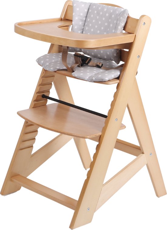 Buxibo Houten Meegroeistoel Kind - Inclusief Eetblad - Verstelbare Kinderstoel voor Comfort en Design - Inclusief kussen - 48×58×80cm - Hout van Buxibo