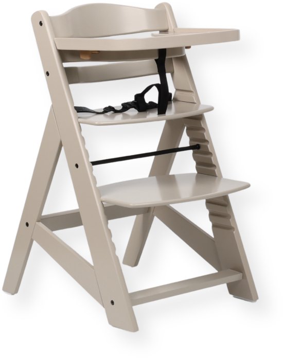 Buxibo Houten Meegroeistoel Kind - Inclusief Eetblad - Verstelbare Kinderstoel voor Comfort en Design - Inclusief kussen - 48×58×80cm - Klei Beige van Merkloos