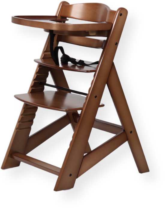 Buxibo Houten Meegroeistoel Kind - Inclusief Eetblad - Verstelbare Kinderstoel voor Comfort en Design - Inclusief kussen - 48×58×80cm - Walnut van Merkloos