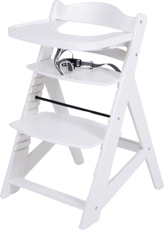 Buxibo Houten Meegroeistoel Kind - Inclusief Eetblad - Verstelbare Kinderstoel voor Comfort en Design - Inclusief kussen - 48×58×80cm - Wit van Merkloos