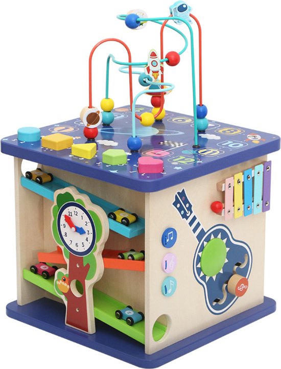 Buxibo Montessori Activiteitenkubus - Busy Board Stimulatie voor Peuter Ontwikkelling Intelligentie - Interactieve Speelhuis voor Vaardigheden en Moto van Buxibo