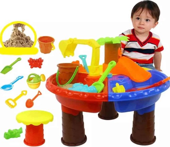 Buxibo Zandbakspeelgoed Voor Kinderen - Strand Speelgoed - Water en Zand Tafel - Speelset inclusief 16 Speelstukken - 35x45 CM van Buxibo